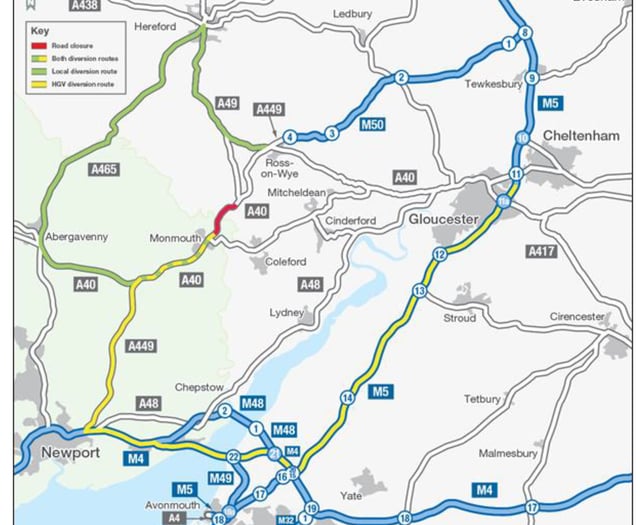 A40 Whitchurch to Monmouth to close for overnight drainage repairs