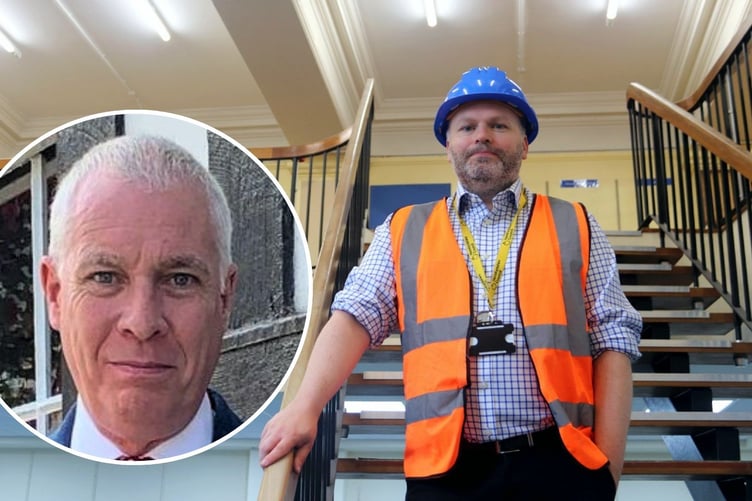 Museums head Damian Etheraads at the site of the new Hereford museum and gallery and inset, Coun Ewen Sinclair. Photos Local Democracy/ Supplied