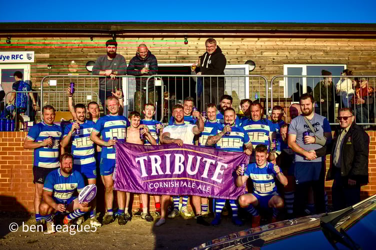 Ross RFC in celebratory mood after one of their games. Photo: Ben Teague/ Ross RFC