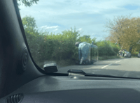 Car on its side near St Briavels