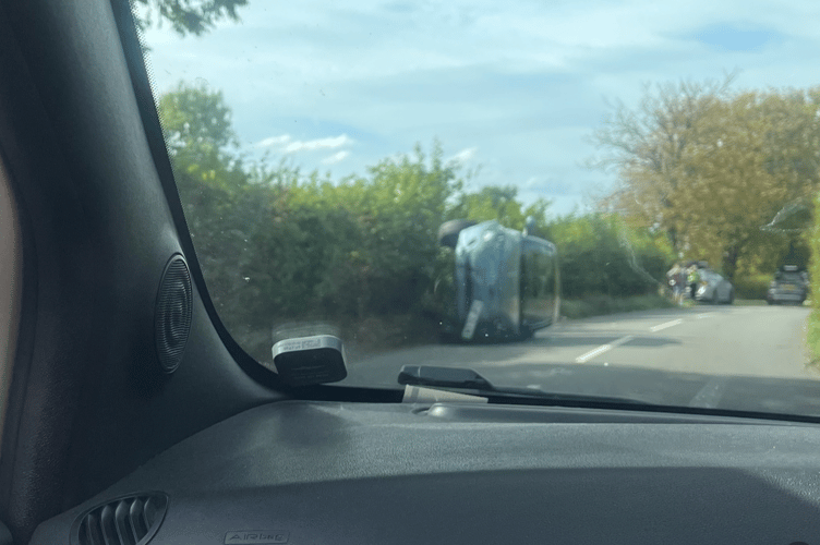 Car on side near St Briavels 
