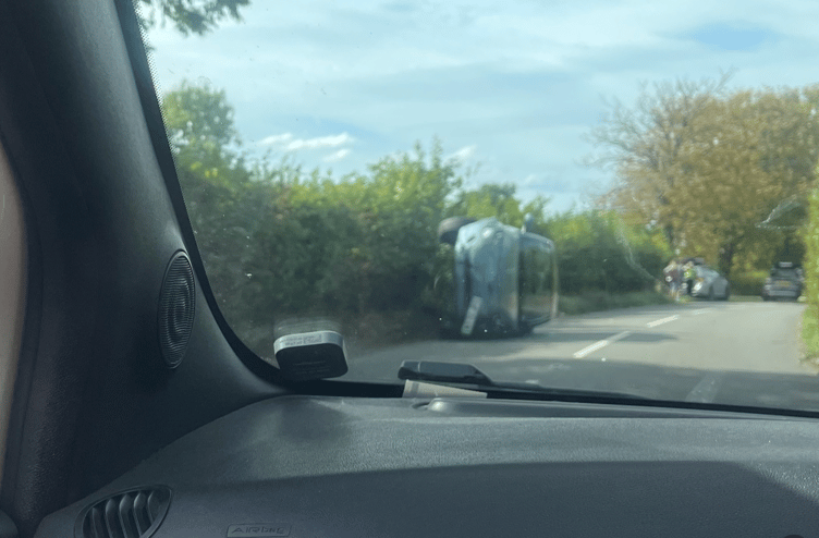 Car on side near St Briavels