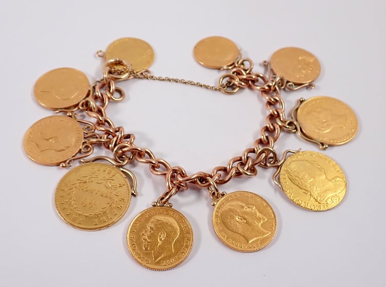 Gold Coin Set Bracelet