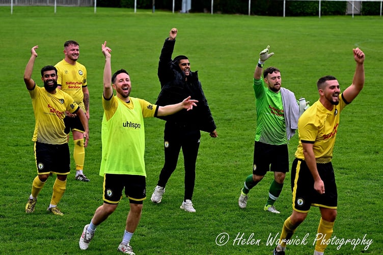 Newent players celebrate victory