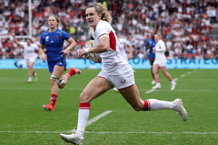 England go over for a try in the World Cup semi-final