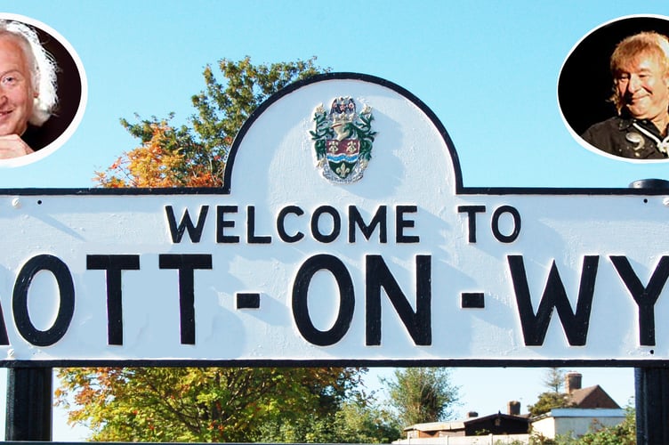 Dale ‘Buffin’ Griffin and Pete Overend Watts, two of the founding members of Mott the Hoople, and a reimagined town sign.