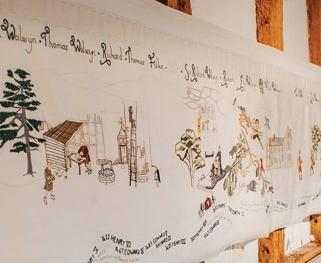 Arts Society volunteers reveal 10-metre St Hellens Manor embroidery
