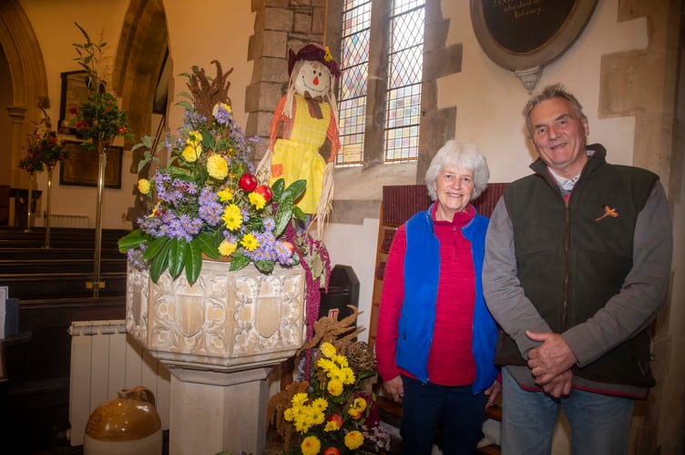 Caroline and Simon Phelps of the Friends of Westbury Church judged the scarecrow trail