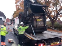 Council roadsweeper machine goes up in flames 