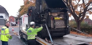 Council roadsweeper machine goes up in flames 