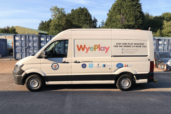 WyePlay’s new van, funded partly by a £5,000 grant from Marks Benevolent Fund, ready to transport play sessions across the Ross-on-Wye area.