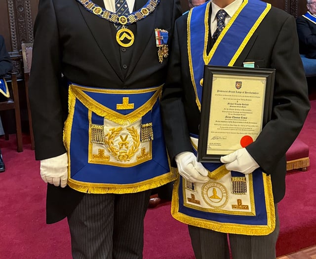 Aeron Lewis honoured for 50 years of Freemasonry service