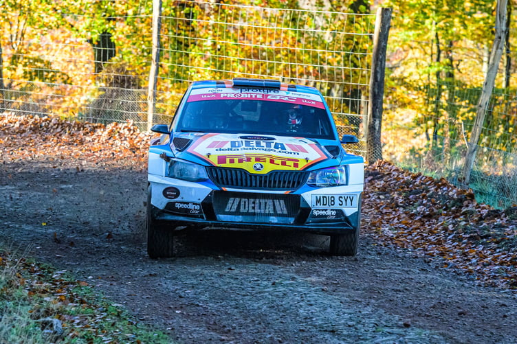 Matt Hirst and Declan Dear on their way to a second successive Wyedean Stages title.