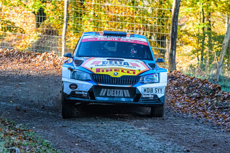 Matt Hirst and Declan Dear on their way to a second successive Wyedean Stages title.