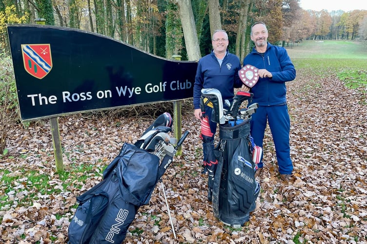Steve Woods, left, with Mark Whitmore when they won the 2023 Ross Golf Club autumn pairs trophy