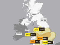 Amber warnings as Storm Claudia hits UK