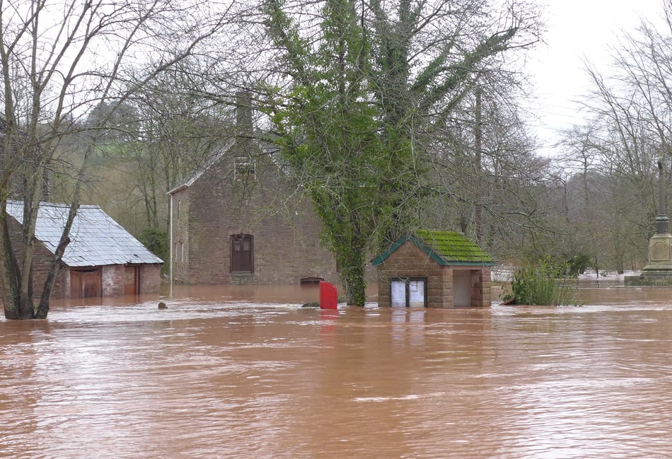 Skenfrith on a flood warning