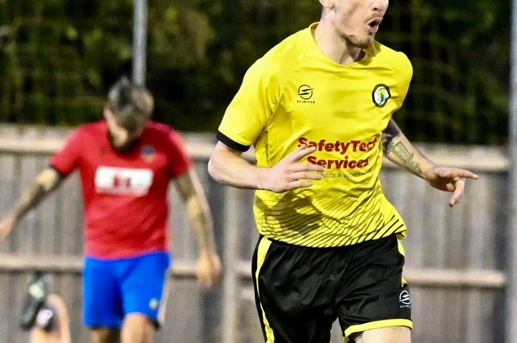 Connor Baker scored the winner for Newent Town. File photo: Helen Warwick Photography
