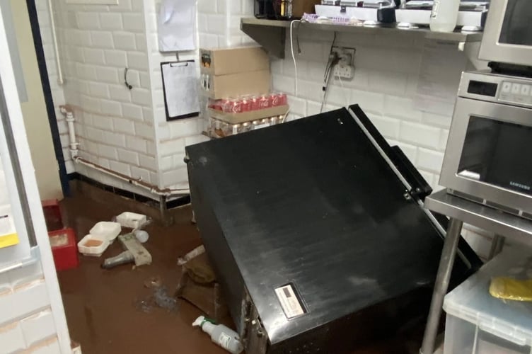 The Monnow Fish and Chip shop was caught up in the flood