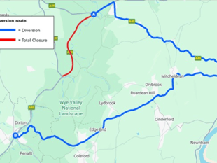 A40 westbound closure between Wilton and Whitchurch
