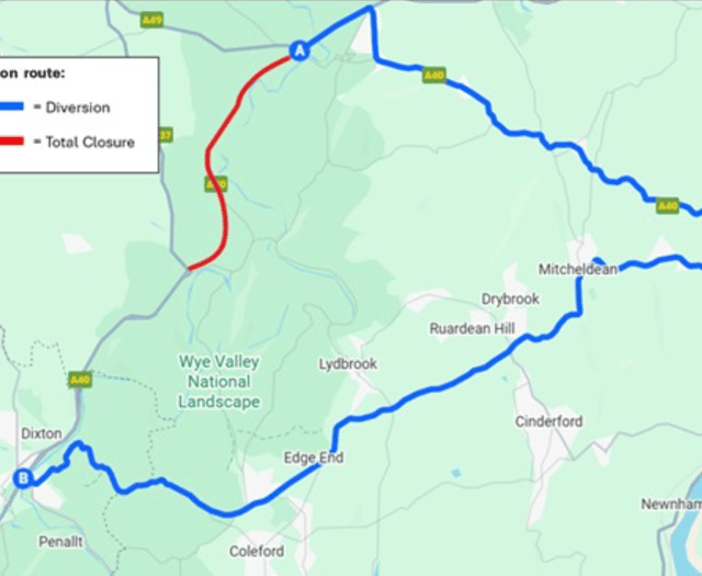 A40 westbound closure between Wilton and Whitchurch
