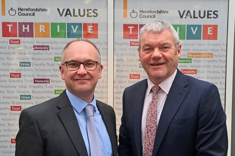 Herefordshire Council leader Jonathan Lester and chief executive Paul Walker