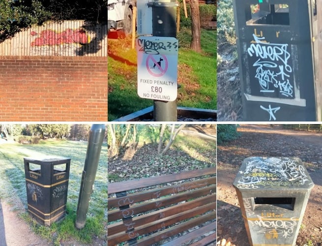 An outbreak of graffiti has happened in Newent over the last month