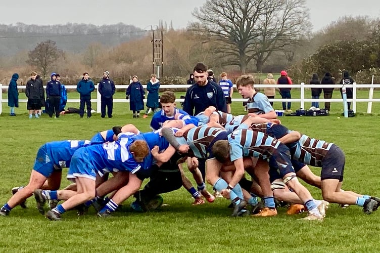 Ross U15s, left, pack down against Kingswood