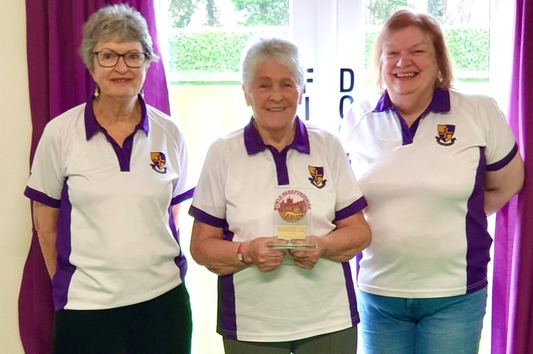 Christine Rivers, Margaret Owers and Jill Eyles with the Bowls Herefordshire Award