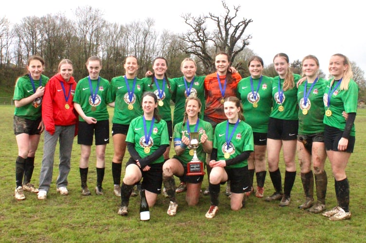 Ross Juniors Ladies celebrate with the Herefordshire Cup