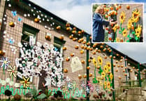 Library gets colourful knit makeover ahead of 'In Bloom' judging