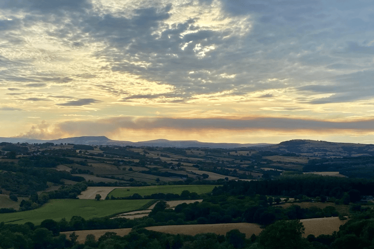 View of smoke plume over Monmouthshire last night