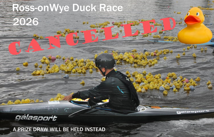 This year's annual duck race in Ross-on-Wye has been cancelled.
