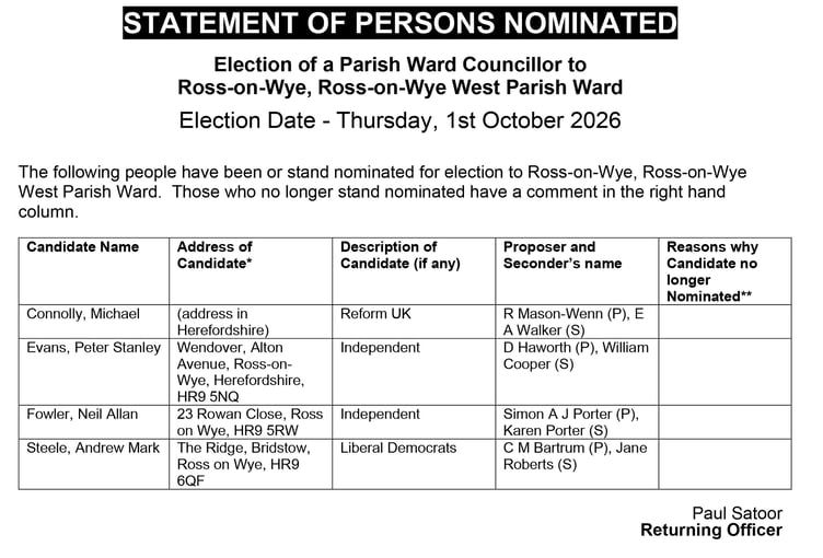 Ross-on-Wye by-election