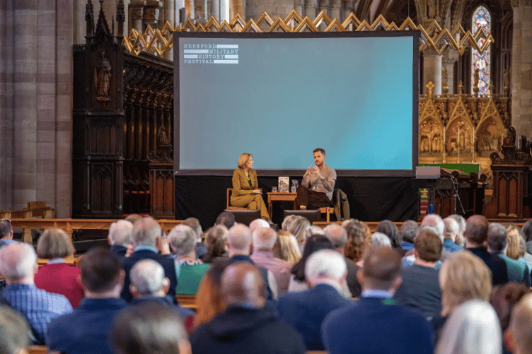 Crowds gathered at Hereford Cathedral for one of the talks during the Hereford Military History Festival.