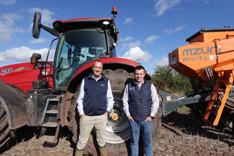 Matthew Morris, executive director for rural at the Duchy of Cornwall, with Ross-on-Wye farmer Harry Davies, who is taking on a 25-year tenancy at the 900-acre Monkhall Farm.