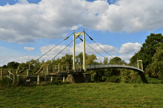 Sellack Bridge spans the River Wye on the picturesque walking route near Ross-on-Wye named among Britain’s best for October.