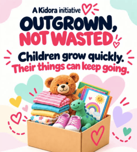 The free Outgrown, Not Wasted campaign encourages families to reuse, donate or recycle children's unwanted belongings.