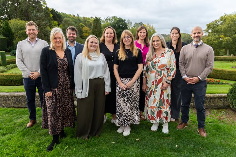 Ten of the 11 newly appointed Partners at law firm Thrings, which has offices in Ross-on-Wye and Lydney, pictured following the firm's latest round of staff promotions.