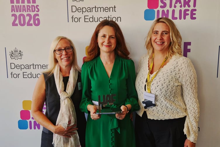 Representatives celebrate John Kyrle High School’s success at the HAF Awards 2026 in Westminster, where the Ross-on-Wye school won the national School Partnership Award.