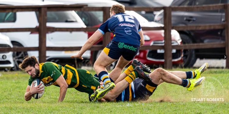 Doug Long scores for Newent. Picture: Stuart Roberts