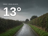 Ross-on-Wye: heavy rain, high of 13°C on Monday