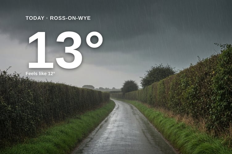 Ross-on-Wye weather: heavy rain Monday with little chance of rain and a high of 13°C