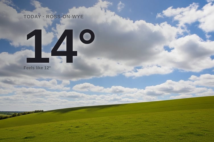 Ross-on-Wye weather: cloudy Thursday with little chance of rain and a high of 14°C